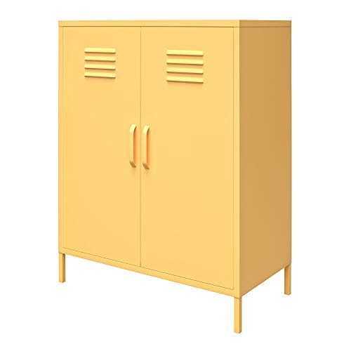 Novogratz Cache 2 Door Metal Locker Storage, Yellow Cabinet