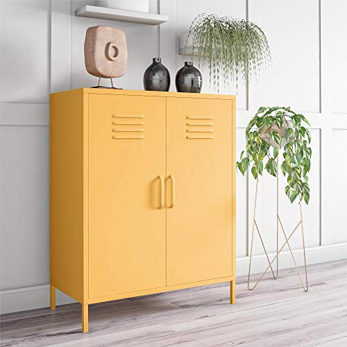 Novogratz Cache 2 Door Metal Locker Storage, Yellow Cabinet
