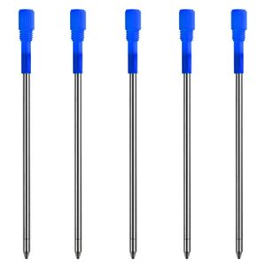 dunbong black and blue ink pen refills replacement metal ballpoint refill 3.2 in for big diamond or crystal pen and stylus pens pack of 5 (blue)