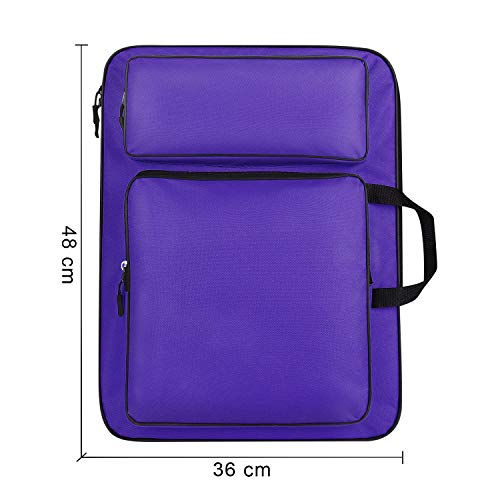 ITODA A3 Art Portfolio Carry Case Bag Drawboard Tote Handheld Storage Portable Shoulder Lightweight Box for 8k Sketch Pad Artist Drawing Painting Supplies