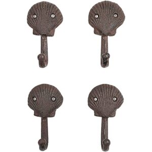 cast iron seashell wall hooks for beach house decor ( 0.3 x 4 x 2.3 in, 4 pack)