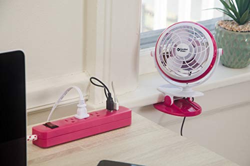 Comfort Zone CZBT4BL 4” USB or Battery Powered Dual Base Combo Clip-on or Desk Fan, Single Speed Setting, Adjustable Tilt, Lightweight, Blue