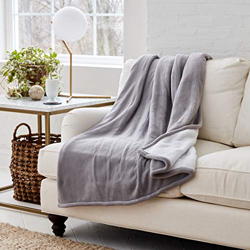 Eddie Bauer | Smart Heated Electric Throw Blanket - Reversible Sherpa - Hands Free Control - Wi-Fi Only (2.4GHz) - Compatible with Alexa, Google, iOS, Android - Gray