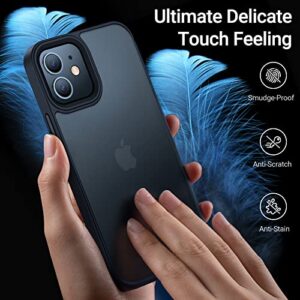 TORRAS Shockproof Designed for iPhone 12 Mini Case [8FT Military Grade Drop Tested] Slim Fit Hard iPhone 12 Mini Phone Case with Silicone Bumper, Translucent Case for iPhone 12 Mini 5.4“, Black