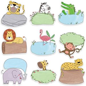 45 Pieces Jungle Animal Cutouts Safari Friend Animal Cutouts Versatile Colorful Classroom Decoration with Glue Point Dots for Bulletin Board Classroom School Safari Animals Theme Party, 5.9 x 5.9 Inch