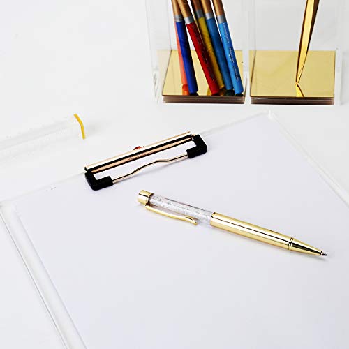 Clear Acrylic Clipboard with Gold Clip, Set 2-Pieces, Fits 9x12 inch - Letter Size Standard, Modern Design Desktop Stationery for Office, School and Home Supplies,Acrylic Office Supplies