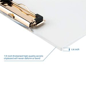 Clear Acrylic Clipboard with Gold Clip, Set 2-Pieces, Fits 9x12 inch - Letter Size Standard, Modern Design Desktop Stationery for Office, School and Home Supplies,Acrylic Office Supplies