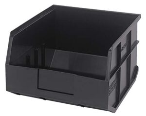quantum storage k-ssb425bk-3 3-pack stackable plastic shelf bin, 12" x 11" x 7", black