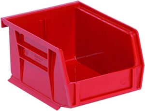 quantum storage systems k-qus210rd-8 8-pack ultra-stack and hang bins, 5-3/8" x 4-1/8" x 3", red