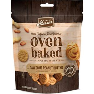 merrick oven baked dog treats - paw'some peanut butter with real peanut butter - 11 oz bag