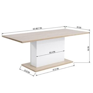 Geniqua Extensible Dining Table 4-8P Seat Wooden Top Kitchen Island Meal Desk Home Office Restaurant Furniture