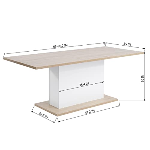 Geniqua Extensible Dining Table 4-8P Seat Wooden Top Kitchen Island Meal Desk Home Office Restaurant Furniture