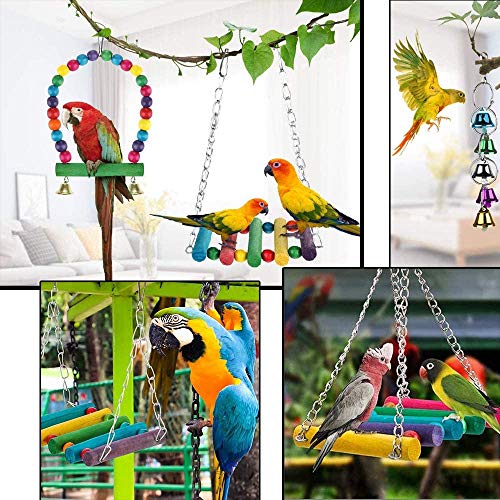 5 Pcs Bird Parrot Swing Toys - Hanging Bell Pet Bird Cage Hammock Climbing Ladder Bird Cage Toys for Budgerigar, Parakeet, Conure, Cockatiel, Mynah, Love Birds, Finches and Other Small to Medium Birds