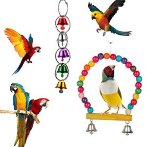 5 Pcs Bird Parrot Swing Toys - Hanging Bell Pet Bird Cage Hammock Climbing Ladder Bird Cage Toys for Budgerigar, Parakeet, Conure, Cockatiel, Mynah, Love Birds, Finches and Other Small to Medium Birds