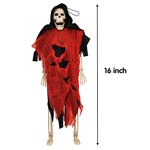 JOYIN 2PCS 16" Scary Halloween Decorations Halloween Skeletons Full Body Poseable Skeleton