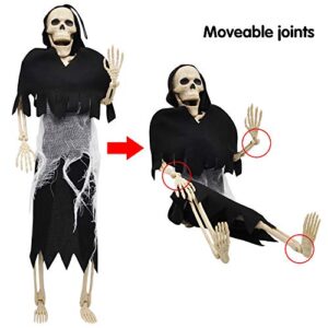 JOYIN 2PCS 16" Scary Halloween Decorations Halloween Skeletons Full Body Poseable Skeleton