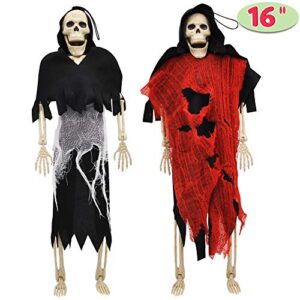 JOYIN 2PCS 16" Scary Halloween Decorations Halloween Skeletons Full Body Poseable Skeleton