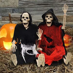 JOYIN 2PCS 16" Scary Halloween Decorations Halloween Skeletons Full Body Poseable Skeleton