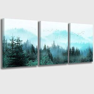 mofutinpo canvas wall art fresh fog forest modern nature wall decor for bedroom bathroom living room stretched and framed ready to hang 12x16 each panel