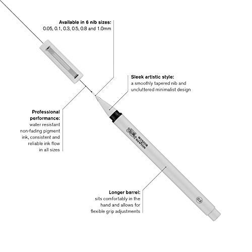 Winsor & Newton Fineliner Fine Point Pen, 0.05mm Tip, Black