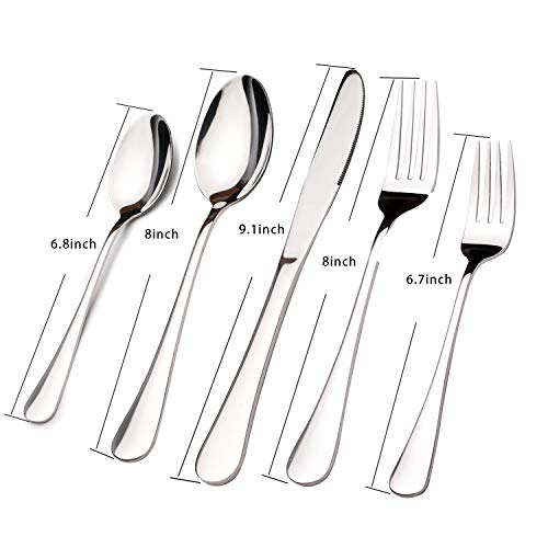 Acnusik Stainless Steel Flatware Service for 8, Utensils Cutlery Including Knife 40-Piece Silverware Set, Silver