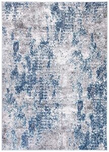 safavieh aston collection 2' x 5' navy / grey asn704n modern abstract non-shedding living room bedroom area rug
