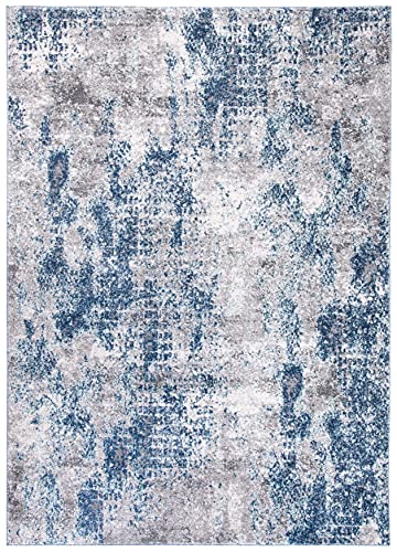 SAFAVIEH Aston Collection 2' x 5' Navy / Grey ASN704N Modern Abstract Non-Shedding Living Room Bedroom Area Rug