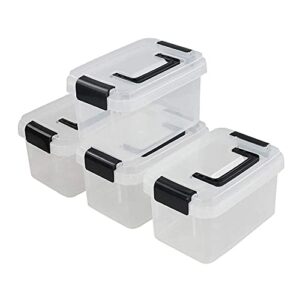 Ortodayes Plastic Storage Boxes, 4 Pack Small Clear Bins with Lids