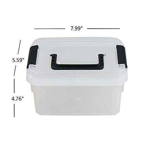 Ortodayes Plastic Storage Boxes, 4 Pack Small Clear Bins with Lids