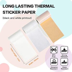 Phomemo Adhesive Thermal Sticker Paper,White/Gold Glitter/Silver Glitter Thermal Paper,for Phomemo M02/M02 Pro/M02S/M03/M03AS/M04S Bluetooth Thermal Pocket Printer, 50mm-53mm Width, 3.5m Length,3 Roll