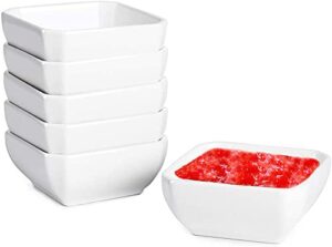 kopmath dip sauce bowls set, 3 oz ultra-strong soy sauce dish, square and stable, ceramic small bowls for ketchup condiment side dish snack, dishwasher safe, set of 6