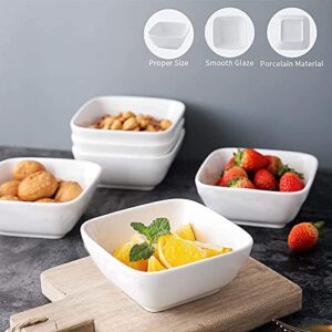 Kopmath Dip Sauce Bowls Set, 3 Oz Ultra-Strong Soy Sauce Dish, Square and Stable, Ceramic Small Bowls for Ketchup Condiment Side Dish Snack, Dishwasher Safe, Set of 6