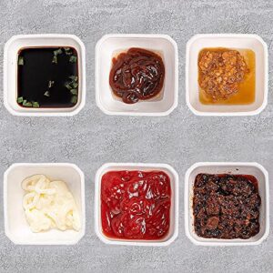 Kopmath Dip Sauce Bowls Set, 3 Oz Ultra-Strong Soy Sauce Dish, Square and Stable, Ceramic Small Bowls for Ketchup Condiment Side Dish Snack, Dishwasher Safe, Set of 6