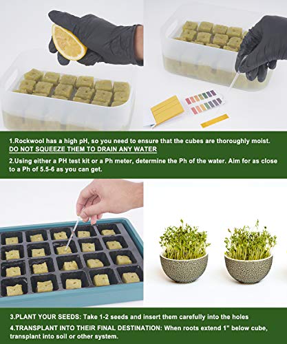 BIOMAND 1.2” Rockwool Starter Plugs for Hydroponics, Rockwool Grow Cubes, 3 Sheets of 36 Plugs, 108 Plugs Total