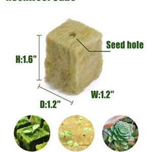 BIOMAND 1.2” Rockwool Starter Plugs for Hydroponics, Rockwool Grow Cubes, 3 Sheets of 36 Plugs, 108 Plugs Total