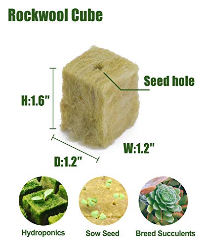 BIOMAND 1.2” Rockwool Starter Plugs for Hydroponics, Rockwool Grow Cubes, 3 Sheets of 36 Plugs, 108 Plugs Total