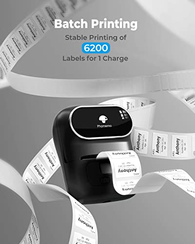 Phomemo Barcode Printer M110 Label Printer, Upgraded Bluetooth Portable Thermal Label Maker for Small Business, Address, Office, Home for Phone; for PC/Mac(USB), with 100pcs Labels, Ebony Black