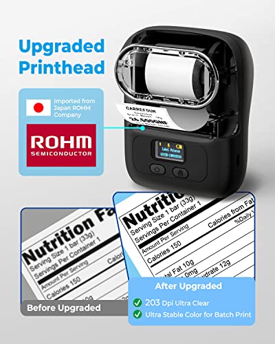 Phomemo Barcode Printer M110 Label Printer, Upgraded Bluetooth Portable Thermal Label Maker for Small Business, Address, Office, Home for Phone; for PC/Mac(USB), with 100pcs Labels, Ebony Black