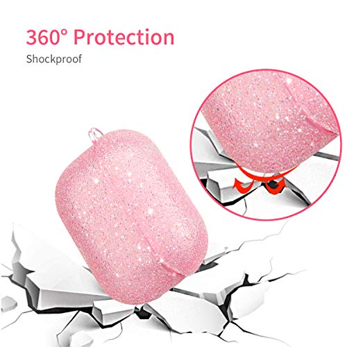 Bling Airpods Pro Case, Cute Glitter Diamond Airpod Pro 3 Case Cover for Girls Women, Rhinestone Protective Case with Keychain, Scratch Proof and Drop Proof for Apple Airpods Pro (Pink)