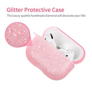 Bling Airpods Pro Case, Cute Glitter Diamond Airpod Pro 3 Case Cover for Girls Women, Rhinestone Protective Case with Keychain, Scratch Proof and Drop Proof for Apple Airpods Pro (Pink)