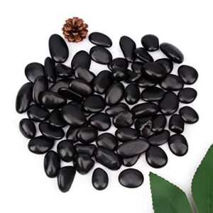 [18 Pounds] Black Pebbles Aquarium Gravel River Rock, Natural Polished Decorative Gravel,Garden Outdoor Ornamental River Pebbles Rocks,Black Stones，Polished Gravel for Landscaping Vase Fillers (Black)