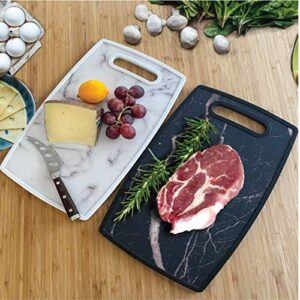 Lily's Home Kitchen Cutting Board (2-Piece Set) with Handles and in Marble Finish. Non-Porous, Dishwasher Safe