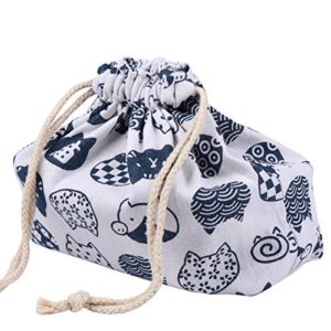 TOYANDONA Drawstring Lunch Bag Double-Layer Thickened Japanese Style Bento Tote Pouch Candy Gift Holder Pack for Home Wedding Birthday Party White