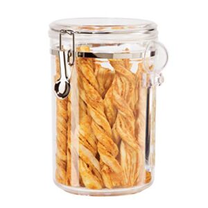 oggi clear canister airtight 59oz - clamp lid & spoon - airtight food storage containers, ideal for kitchen & pantry storage of bulk, dry food including flour, sugar, coffee, rice, tea, spices & herbs