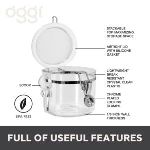 OGGI Clear Canister Airtight 28oz - Clamp Lid & Spoon - Airtight Food Storage Containers, Ideal for Kitchen & Pantry Storage of Bulk, Dry Food Including Flour, Sugar, Coffee, Rice, Tea, Spices & Herbs