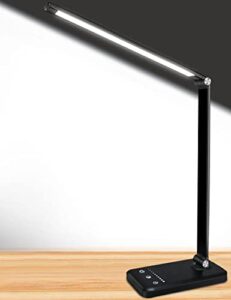 afrog multifunctional led desk lamp,rechargeable table lamp,with usb charging port,5 lighting modes,5 brightness levels,touch control,30/60 min auto timer,eye-caring office lamp,5000k,8w