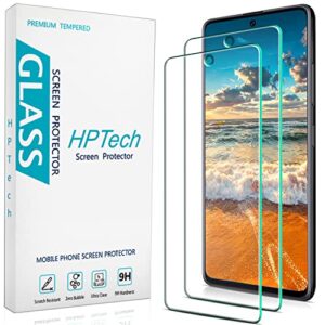 hptech [2 pack] designed for samsung galaxy a51/ a51 5g/ 5g uw tempered glass screen protector, 9h hardness [fingerprint unlock] [case friendly]
