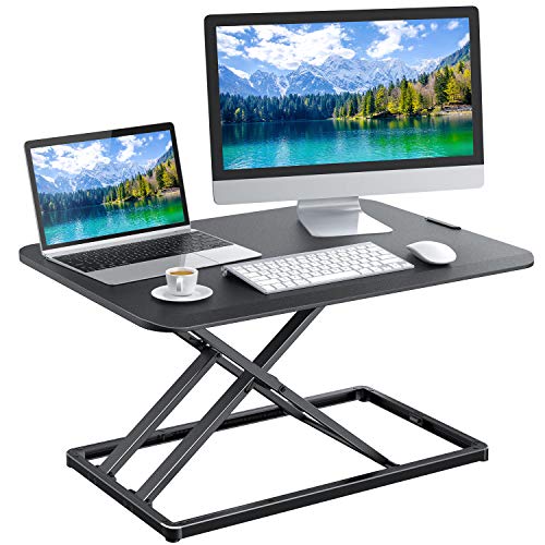 HUANUO Standing Desk Converter Height Adjustable Sit to Stand Desktop Desk Gas Spring Riser, Perfect Workstation 28.5 inches for Laptop & Computer Monitors