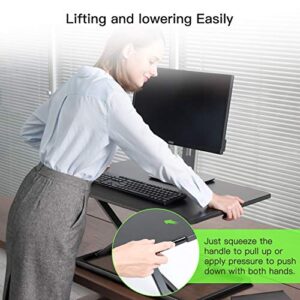 HUANUO Standing Desk Converter Height Adjustable Sit to Stand Desktop Desk Gas Spring Riser, Perfect Workstation 28.5 inches for Laptop & Computer Monitors