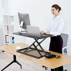 HUANUO Standing Desk Converter Height Adjustable Sit to Stand Desktop Desk Gas Spring Riser, Perfect Workstation 28.5 inches for Laptop & Computer Monitors